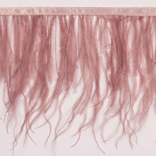 One-Ply Ostrich Feather Fringe - 5 Yards - Mauve