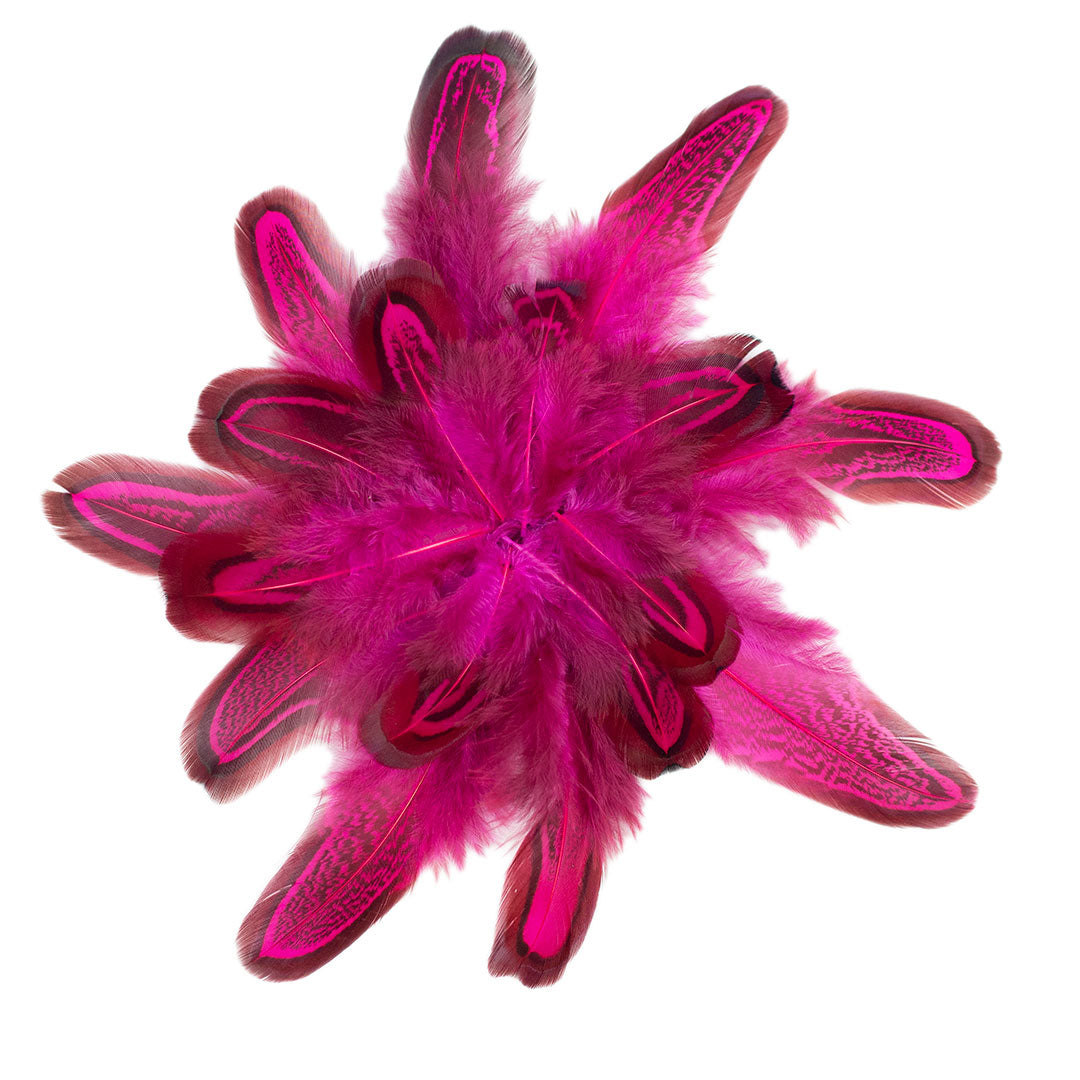 Shocking Pink Almond Ringneck Pheasant Loose Plumage 2-3 inch