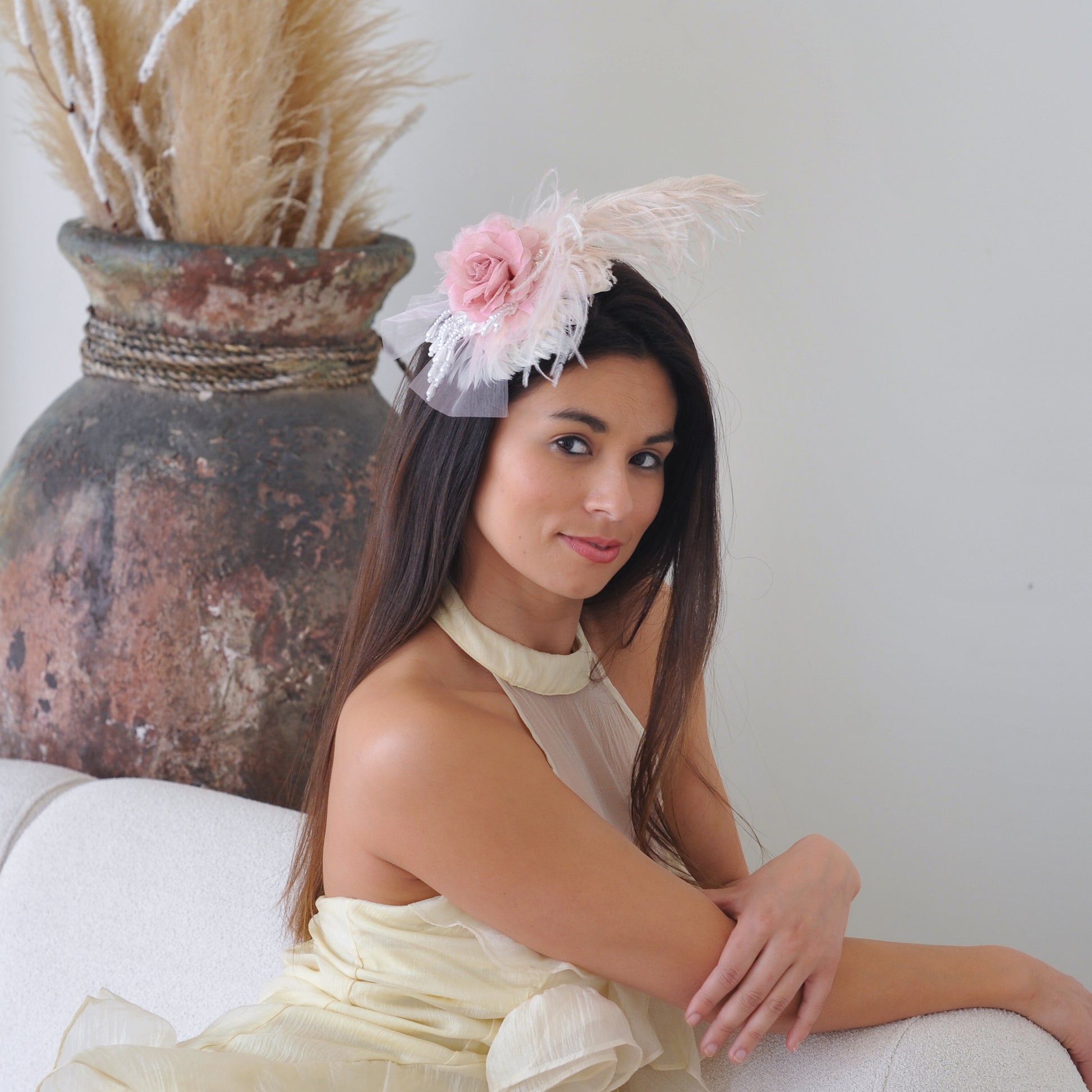 fascinator for pink dress Pink top hat for wedding and kentucky derby