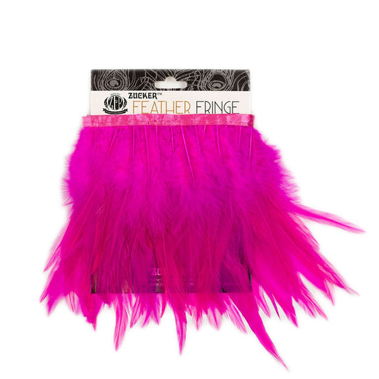 Rooster Saddle Fringe on Bias 6-8" x 1 YD-Shocking Pink