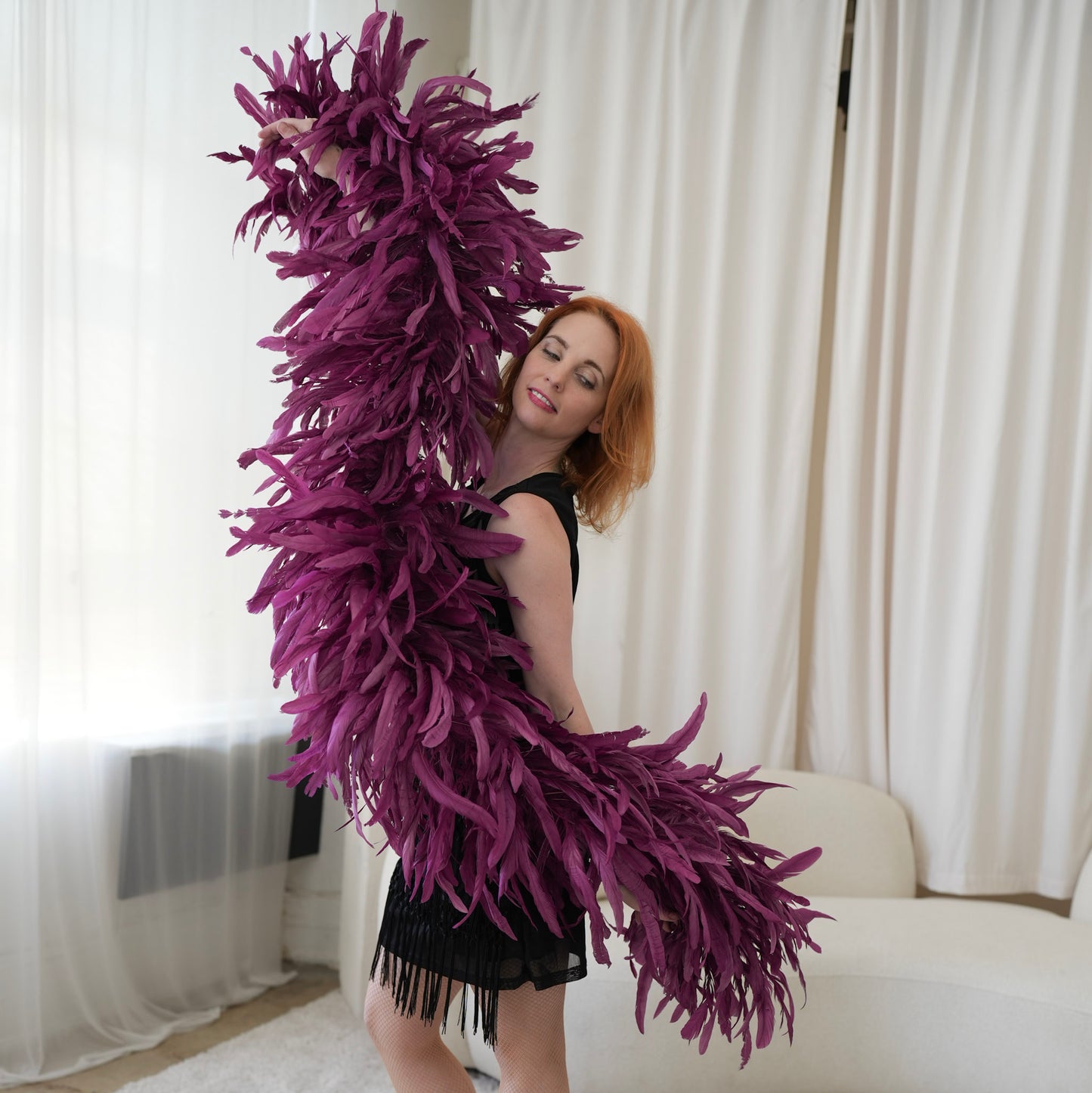 Limited Edition Purple Coque Tail Feather Boa