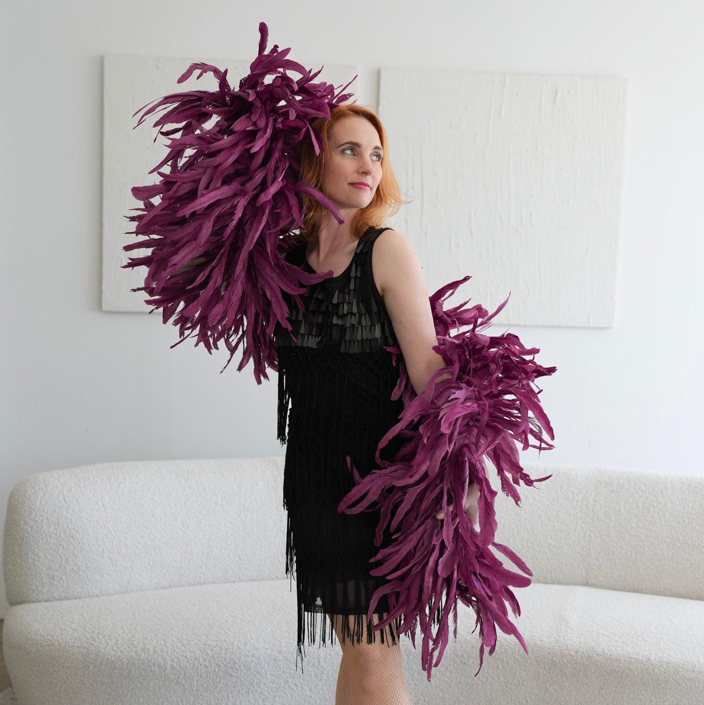 Limited Edition Purple Coque Tail Feather Boa