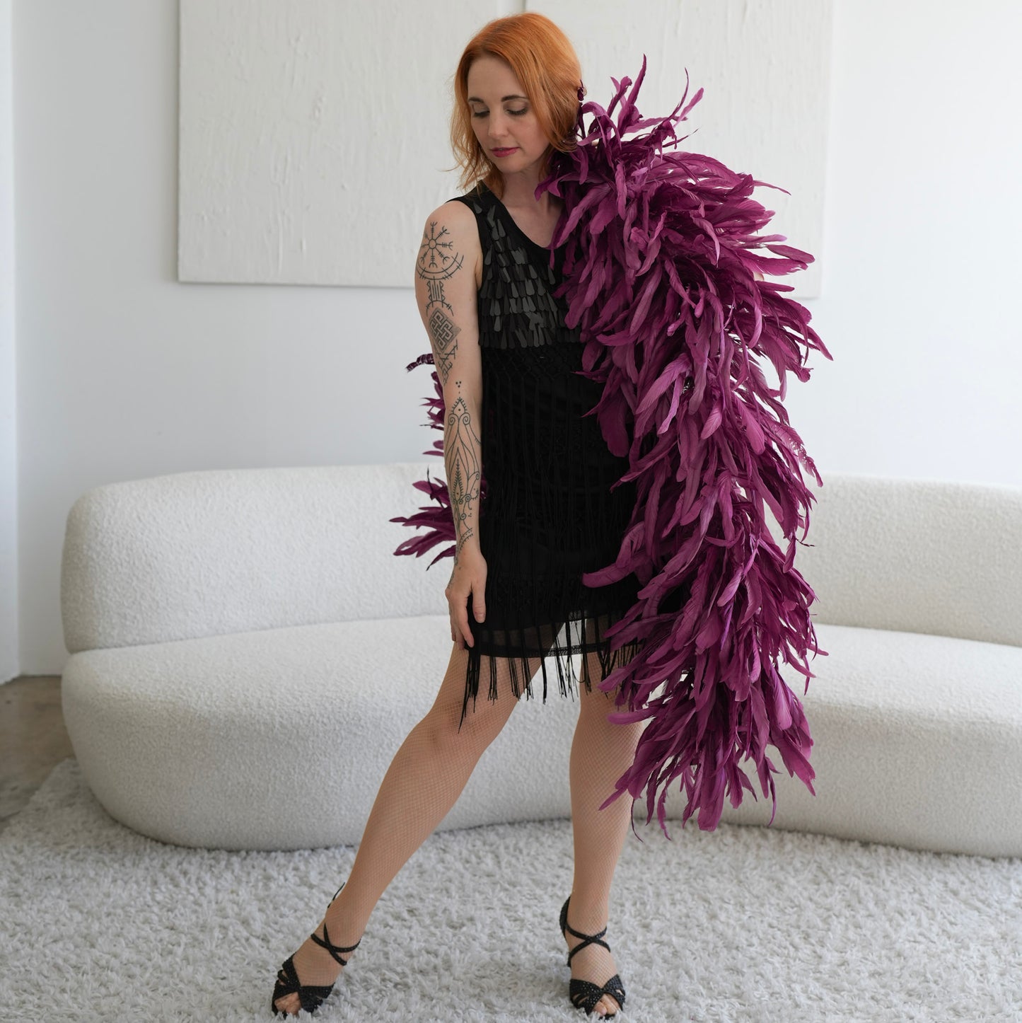 Limited Edition Purple Coque Tail Feather Boa
