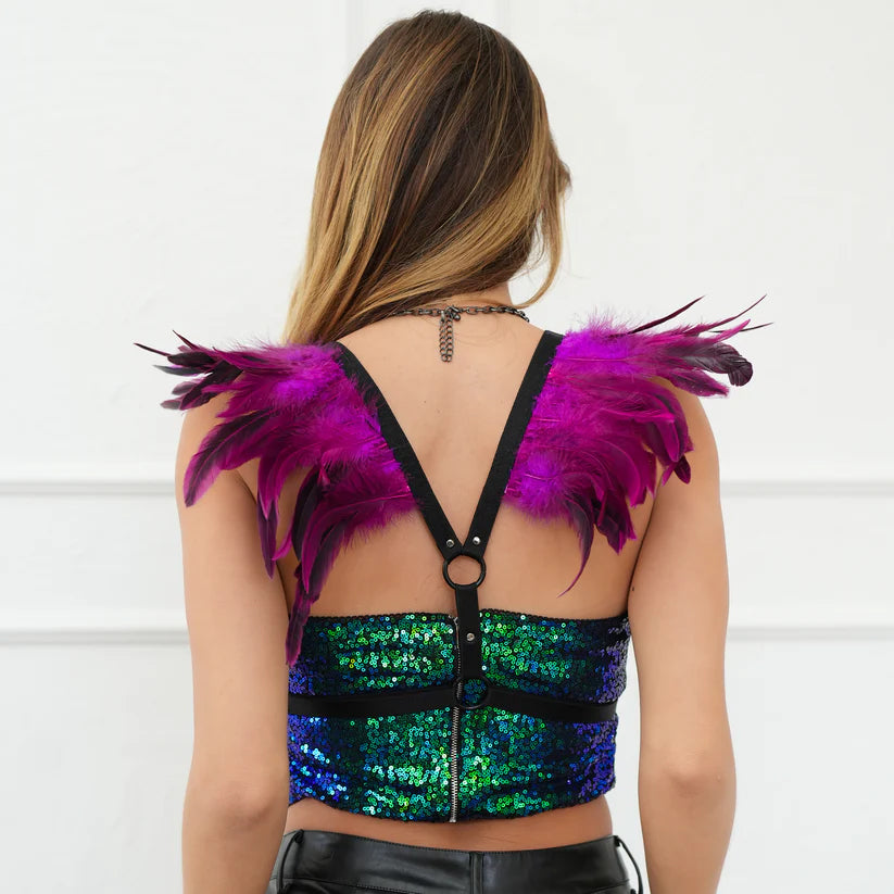 Dakota Feathers Down Harness - Fluorescent Lilac