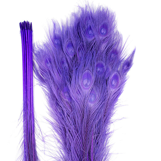 Peacock Feathers | 25-40" Tail Eyes | Fluorescent Lilac (Bulk)