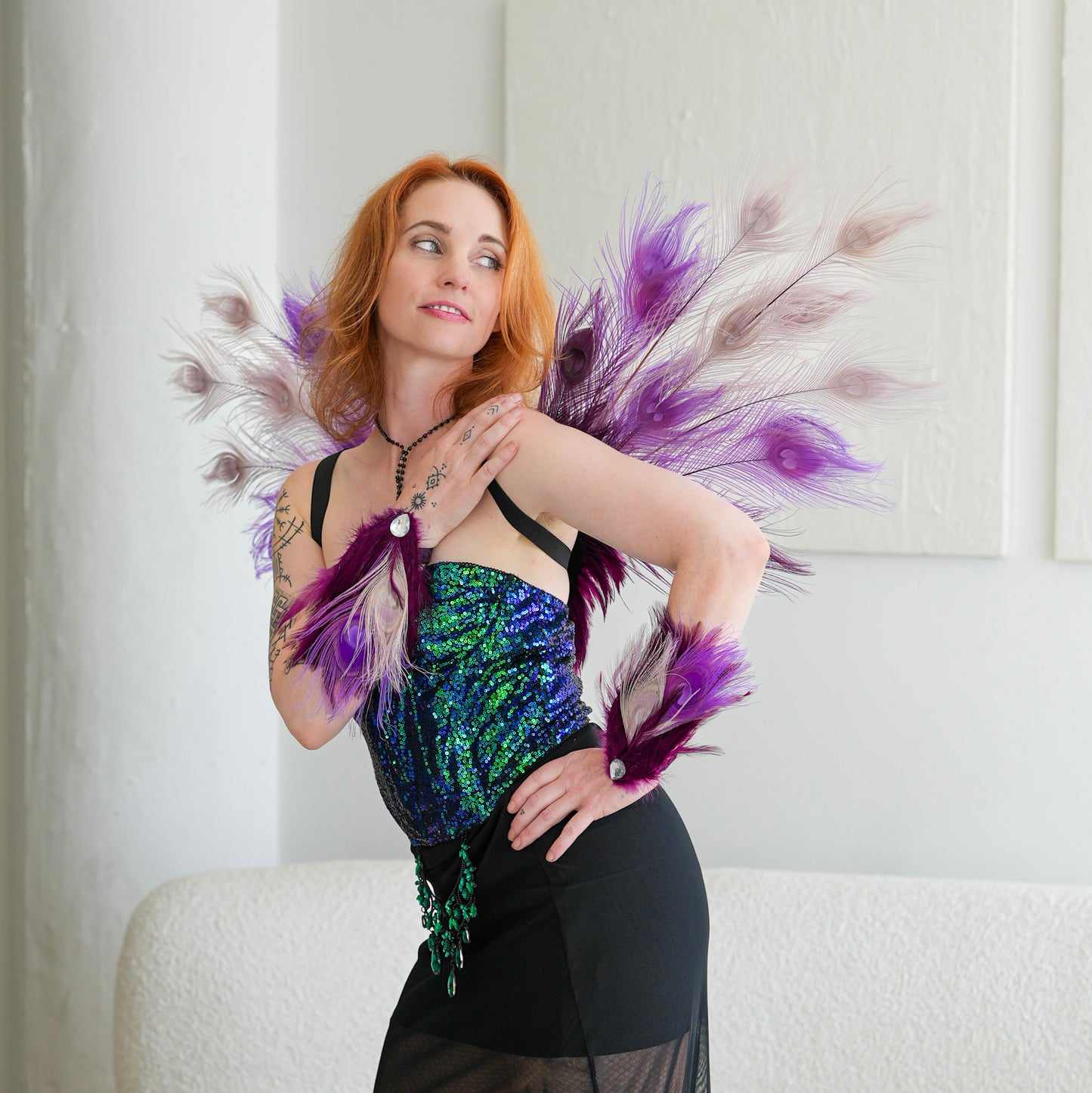 Moonbeam Peacock Fairy Wings & Cuffs