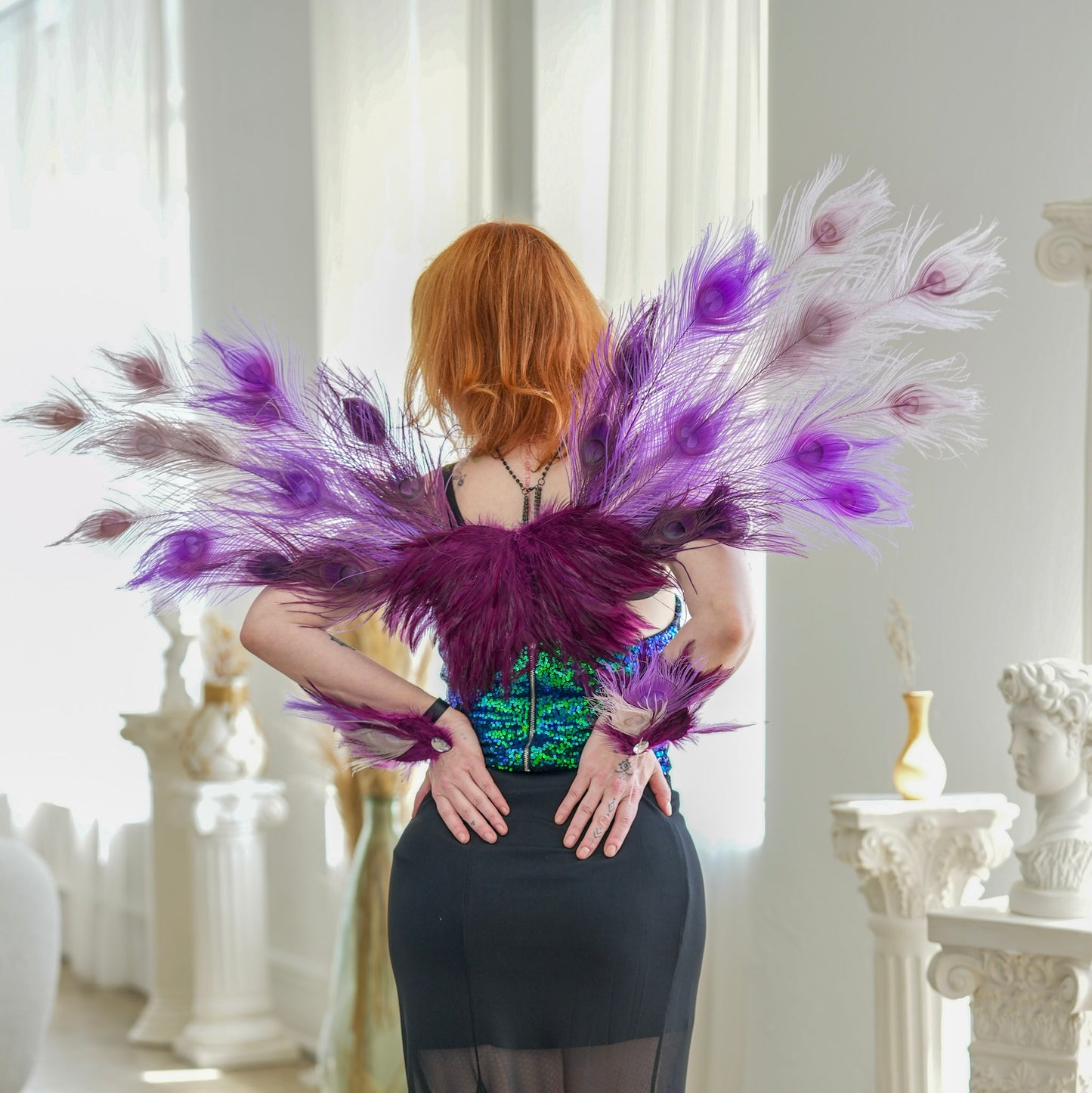 Moonbeam Peacock Fairy Wings & Cuffs