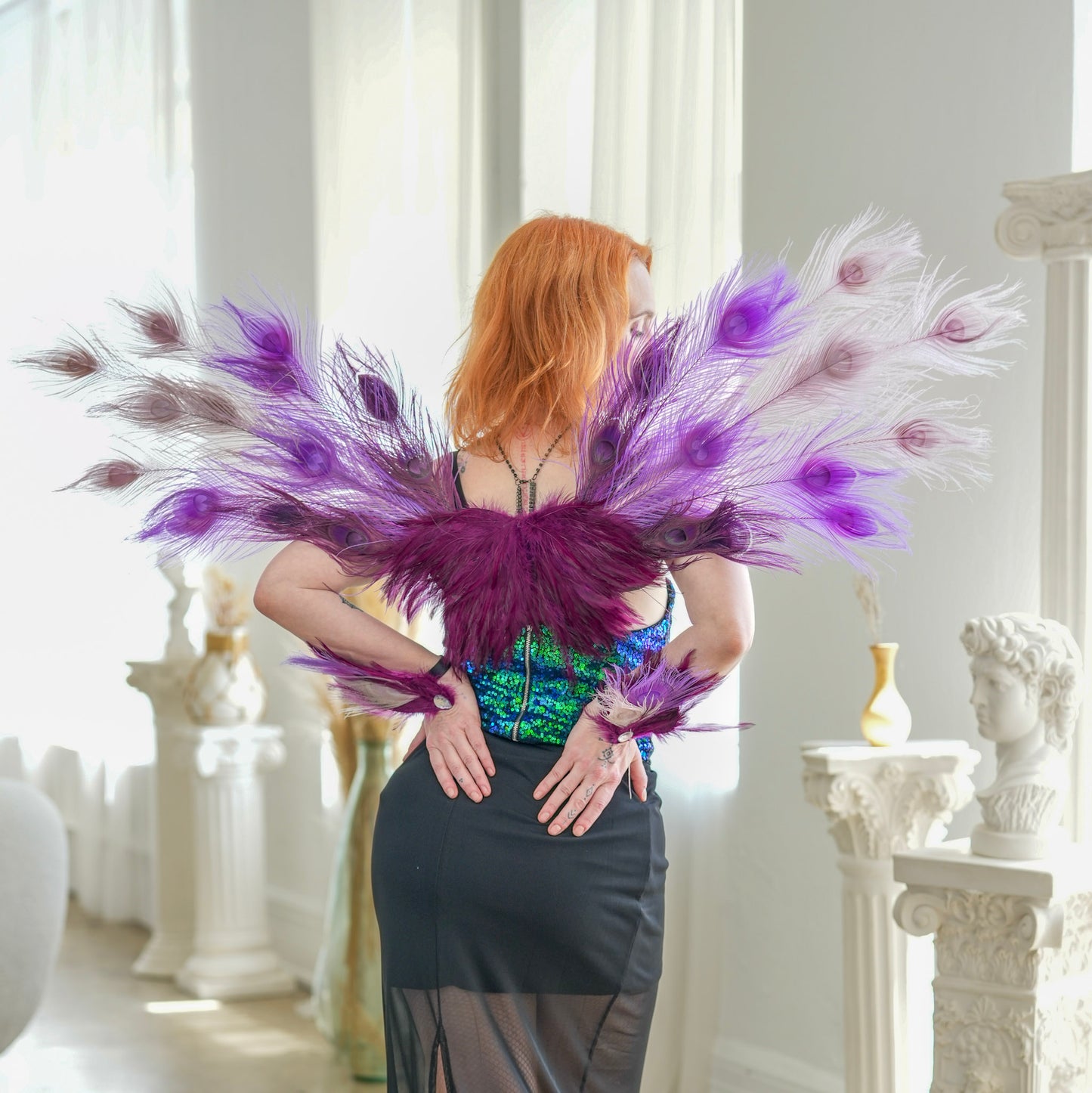 Moonbeam Peacock Fairy Wings & Cuffs