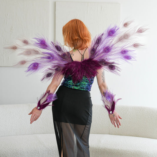 Moonbeam Peacock Fairy Wings & Cuffs