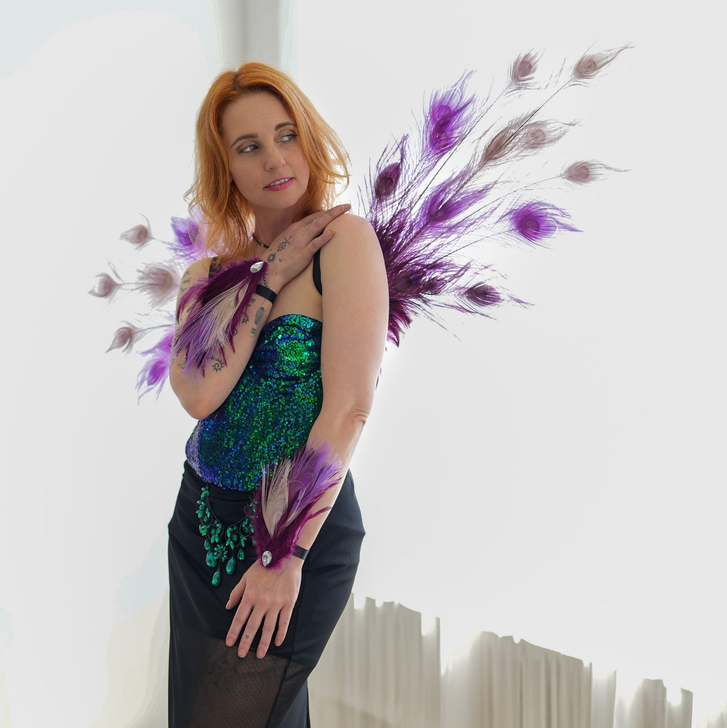 Moonbeam Peacock Fairy Wings & Cuffs