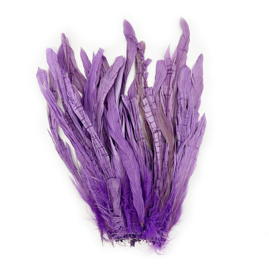 ROOSTER COQUE TAIL FEATHERS BLEACH DYED 7-10” - 25 PC/PKG - Flourescent Lilac