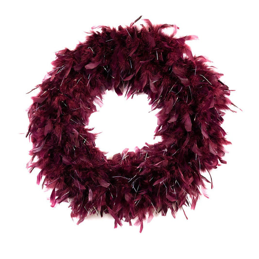 Chandelle Fluffy Wreath with Lurex - Burgundy/Opal Lurex