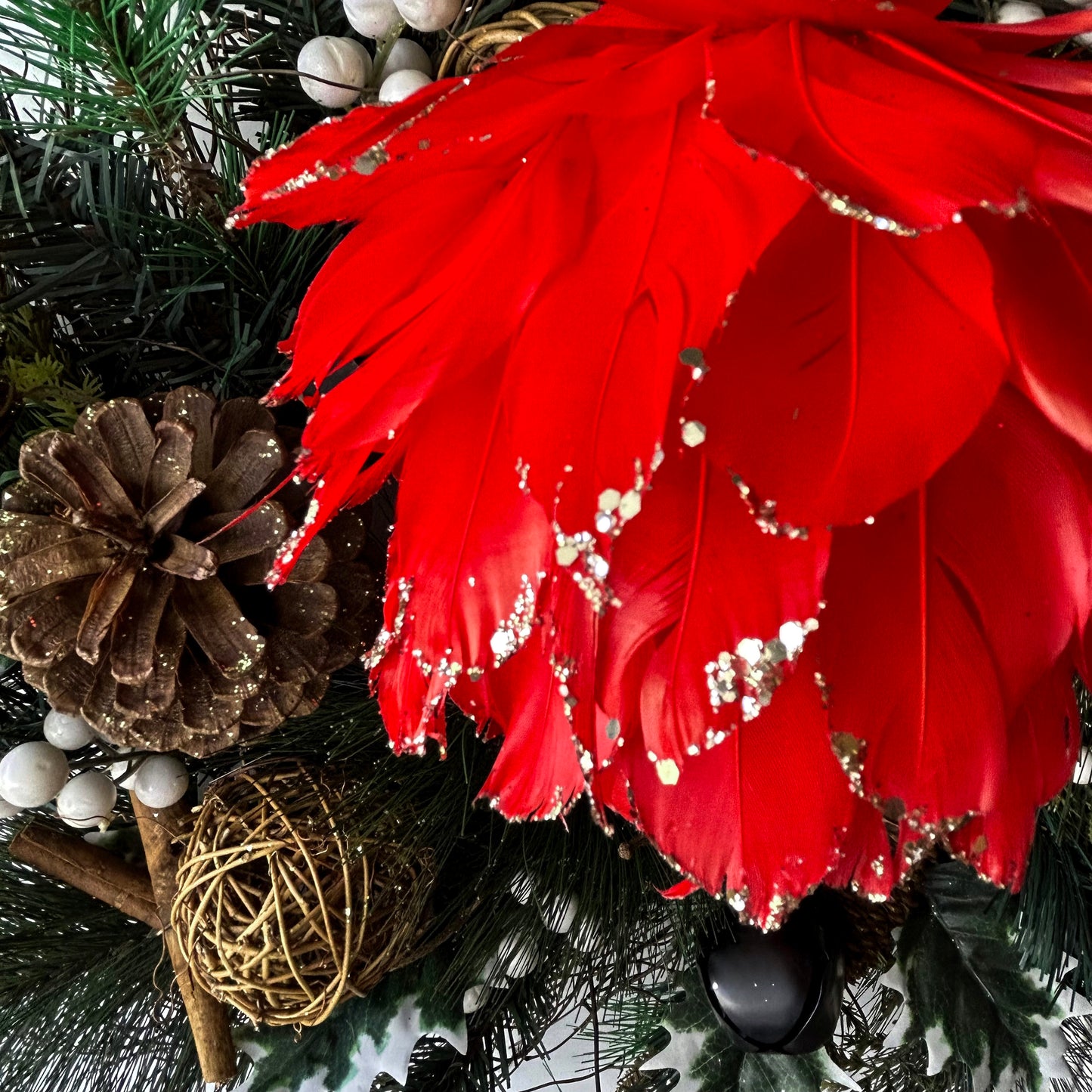 Red Christmas Ornaments with Gold Glitter