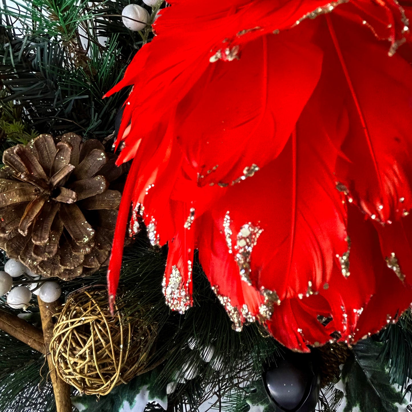 Red Christmas Ornaments with Gold Glitter