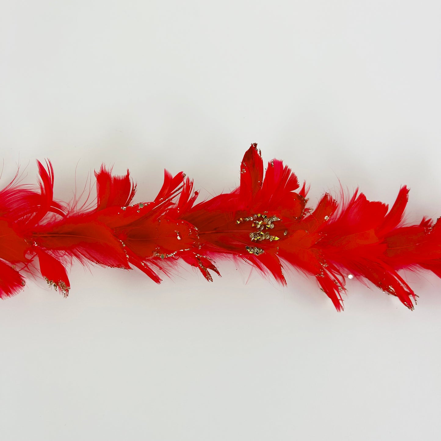 Feathered Red Christmas Garland