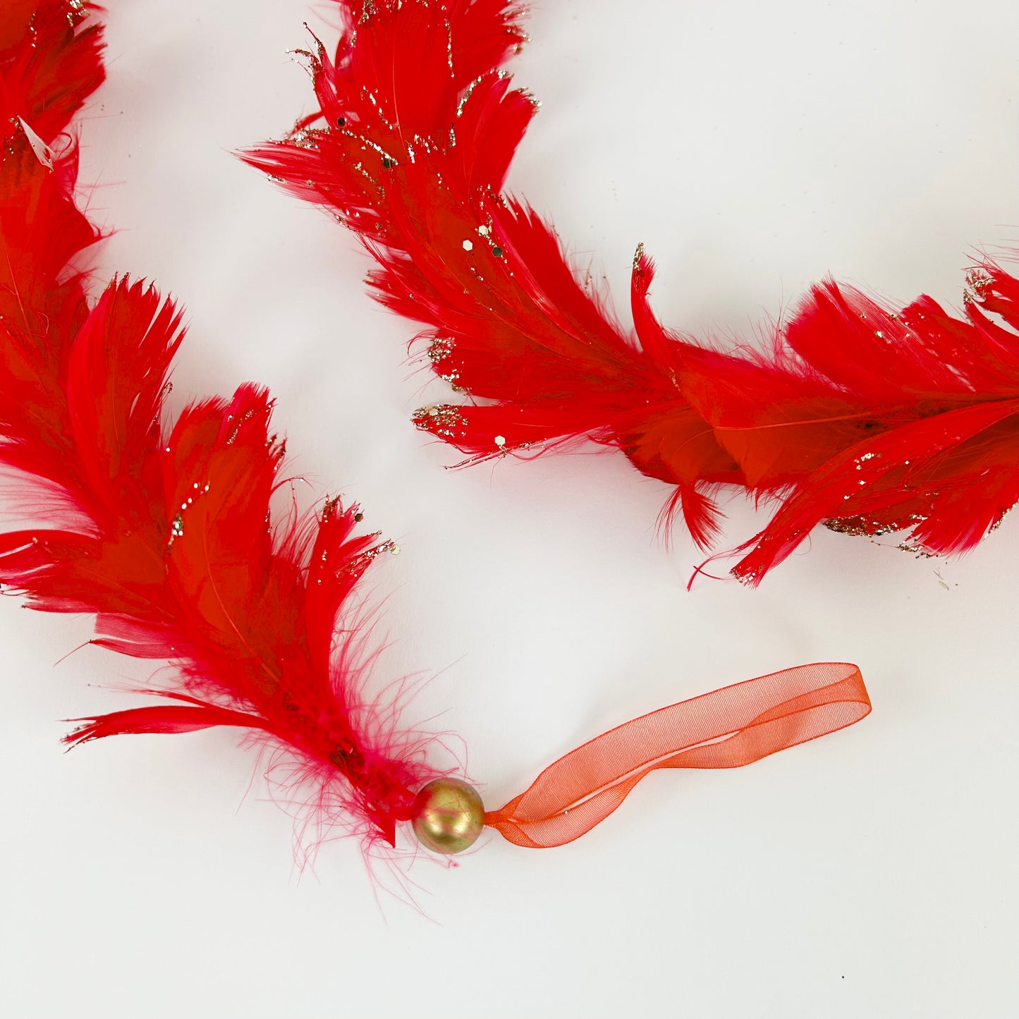 Feathered Red Christmas Garland