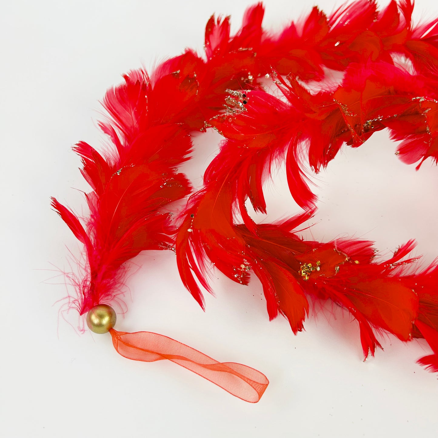 Feathered Red Christmas Garland