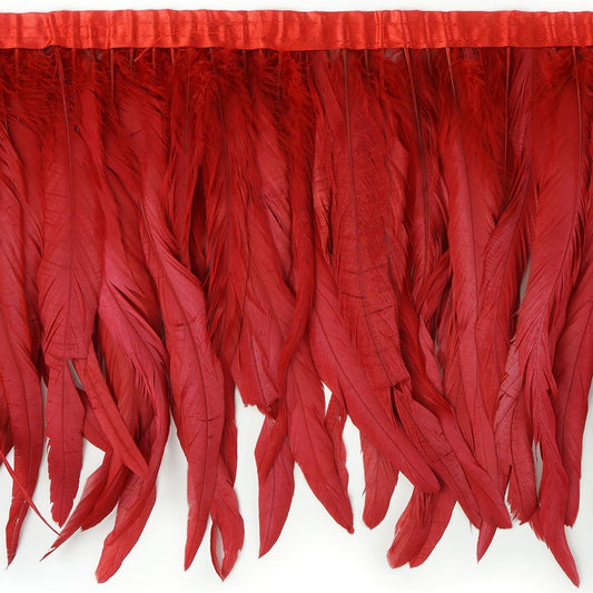 Bleach Dyed Coque Tail Fringe - 10-12" - Red