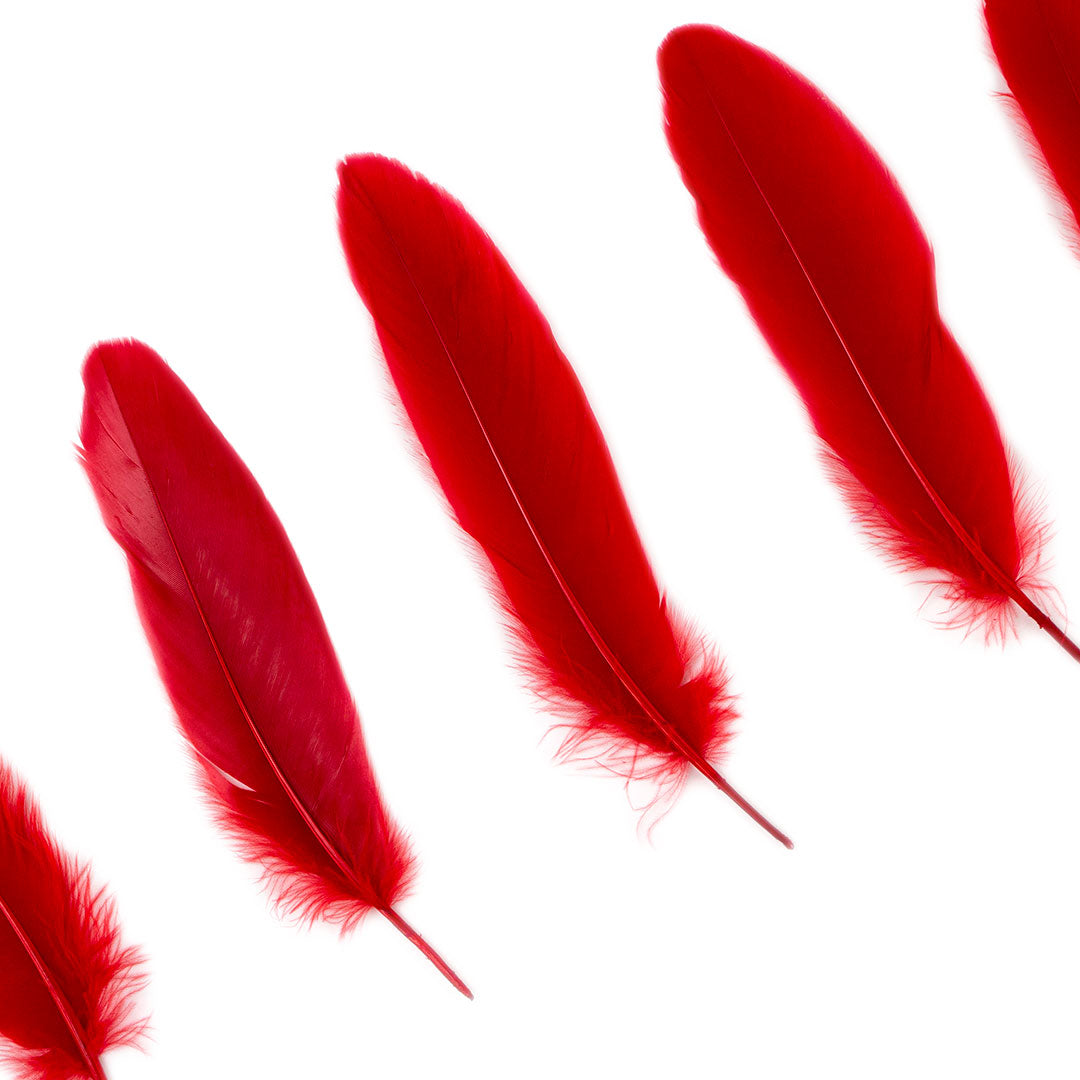 Goose Satinette Feathers Dyed - Red - 1/4 lb