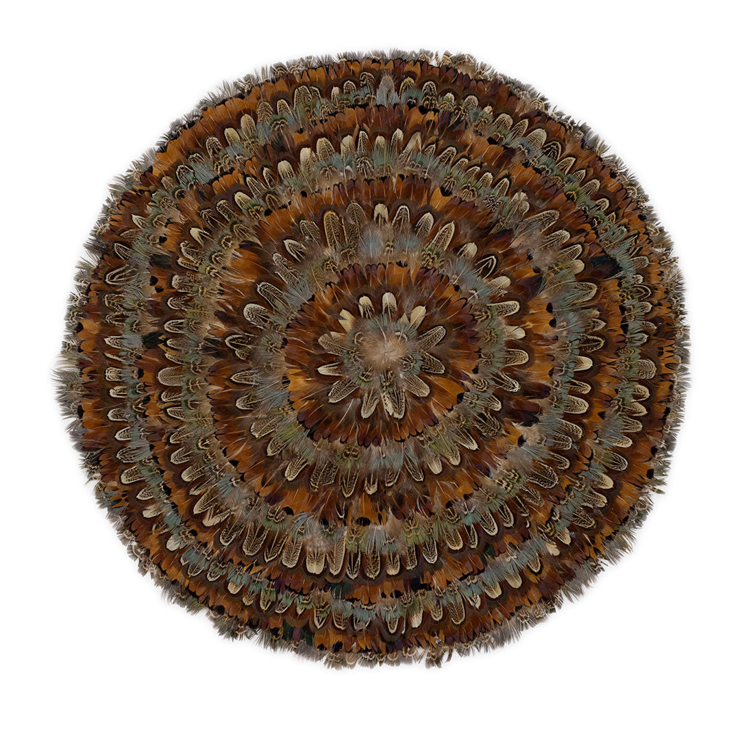 Natural Pheasant Feather Placemat | Round Placemat