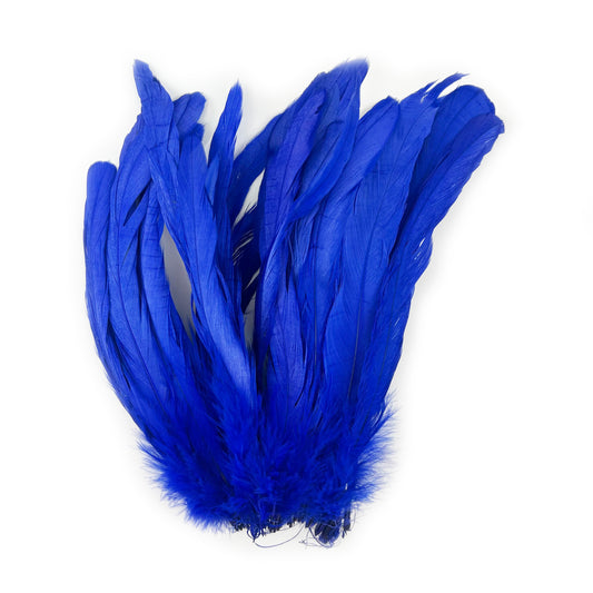 ROOSTER COQUE TAIL FEATHERS BLEACH DYED 7-10” - 25 PC/PKG - Royal