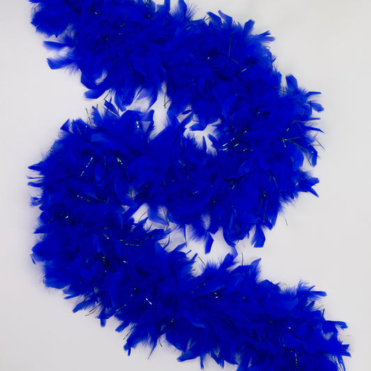 Chandelle Feather Boa - Medium Weight- Royal/Kelly Lurex