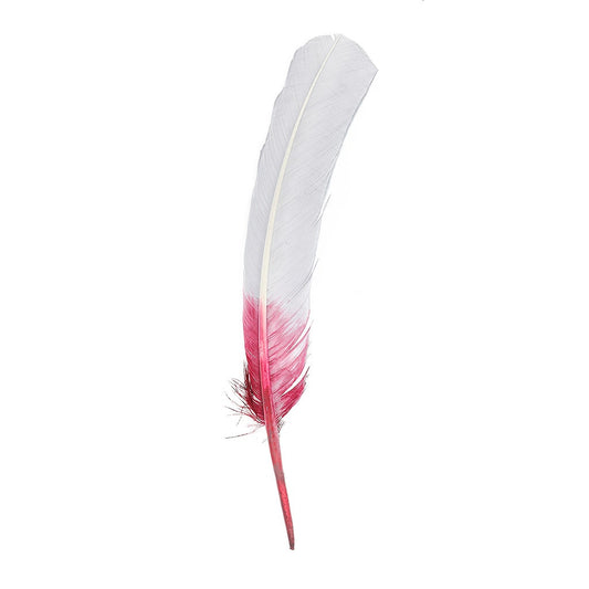 Ombre Turkey Quill Feathers 10-12"   Dip  .25 lb - Burgundy/ Silver