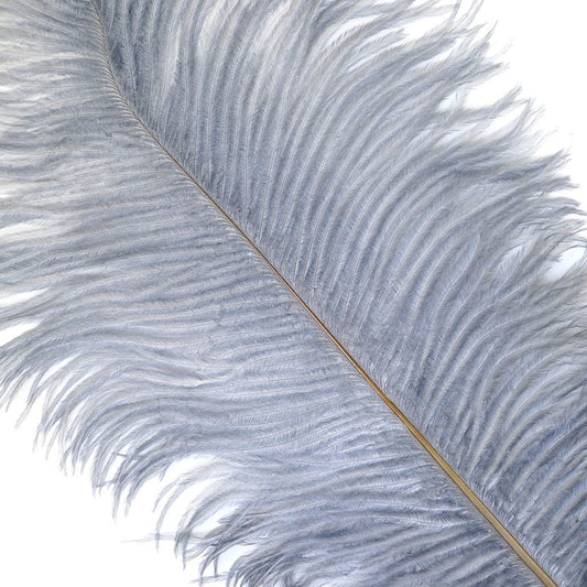 Large Ostrich Feathers - 17"+ Drabs - Silver