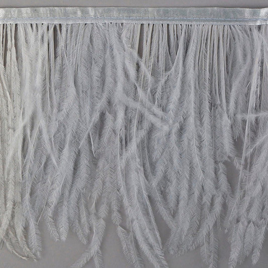 One-Ply Ostrich Feather Fringe - 1 Yard - Silver