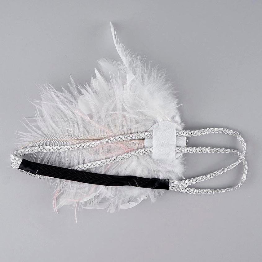 Feather Headband w/Ostrich/Schlappen Silver/White/Champagne