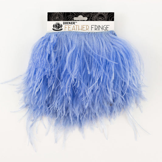 Sky Blue Ostrich Feathers Fringe 2 Ply