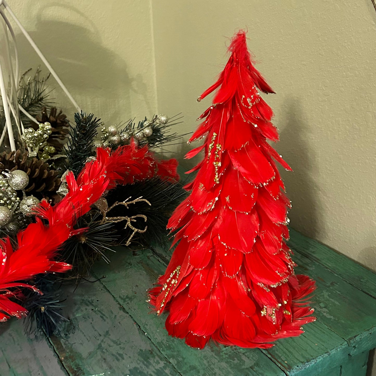 Feathered Red Christmas Tree