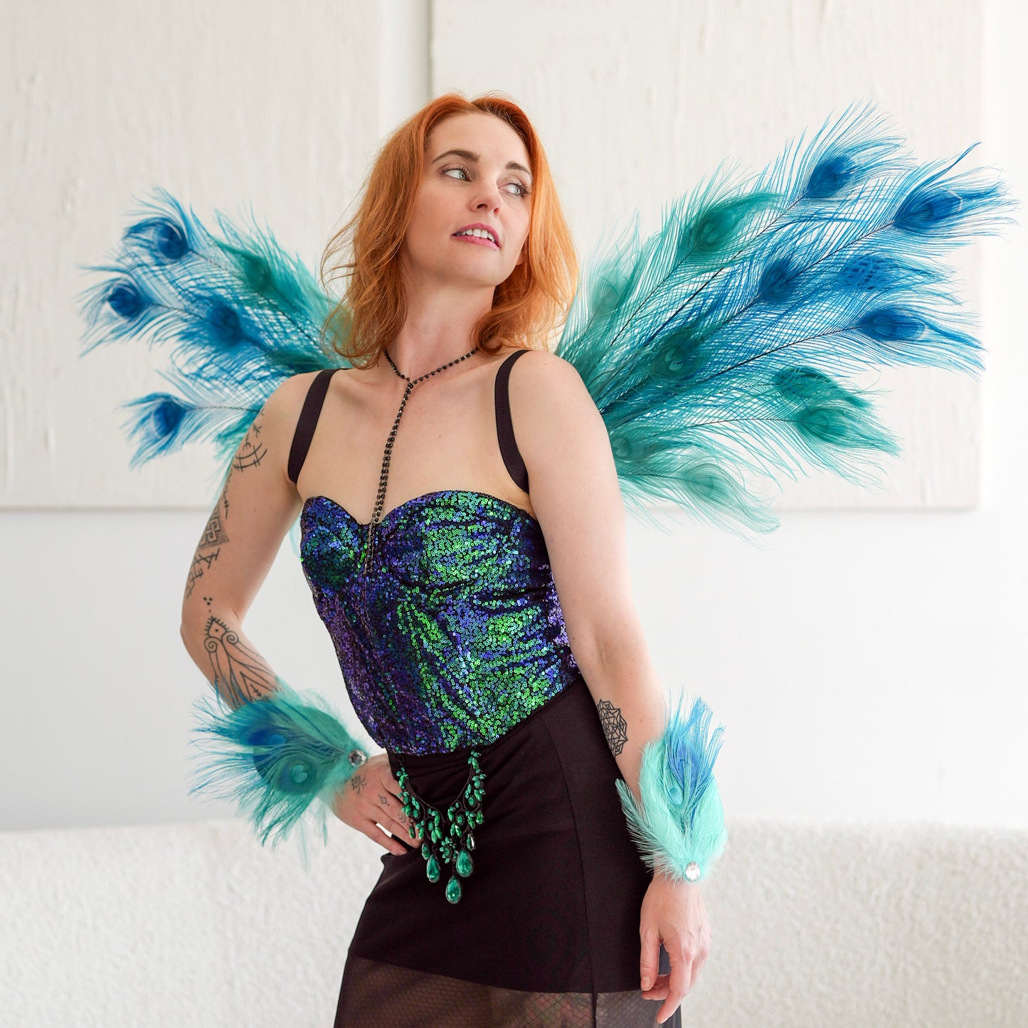 Ocean Dream Peacock Fairy Wings & Cuffs