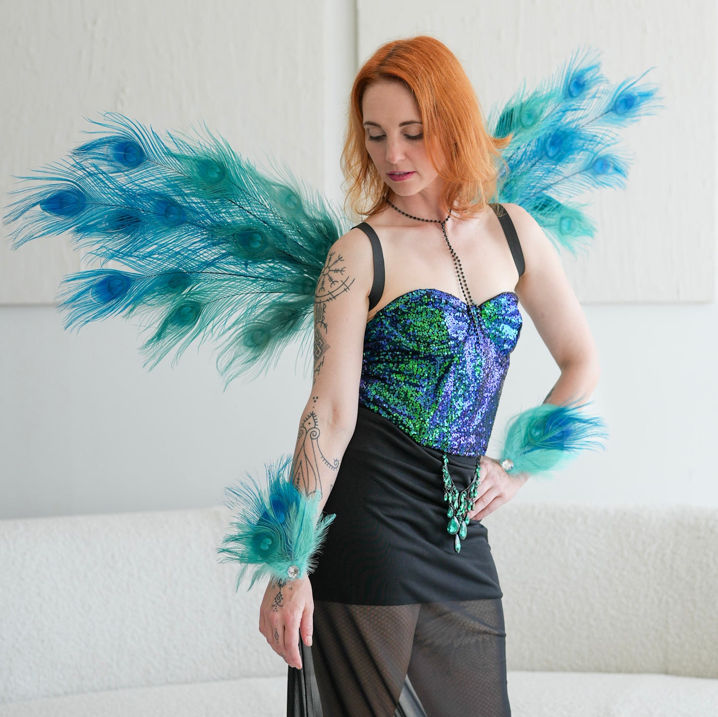 Ocean Dream Peacock Fairy Wings & Cuffs