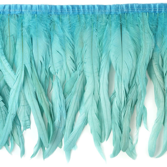 Bleach Dyed Coque Tail Fringe - 10-12" - Lt Turquoise