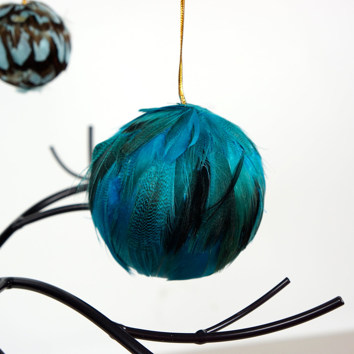 Mallard Duck Feather Ornament - Dyed 3" ball Dark Turquoise