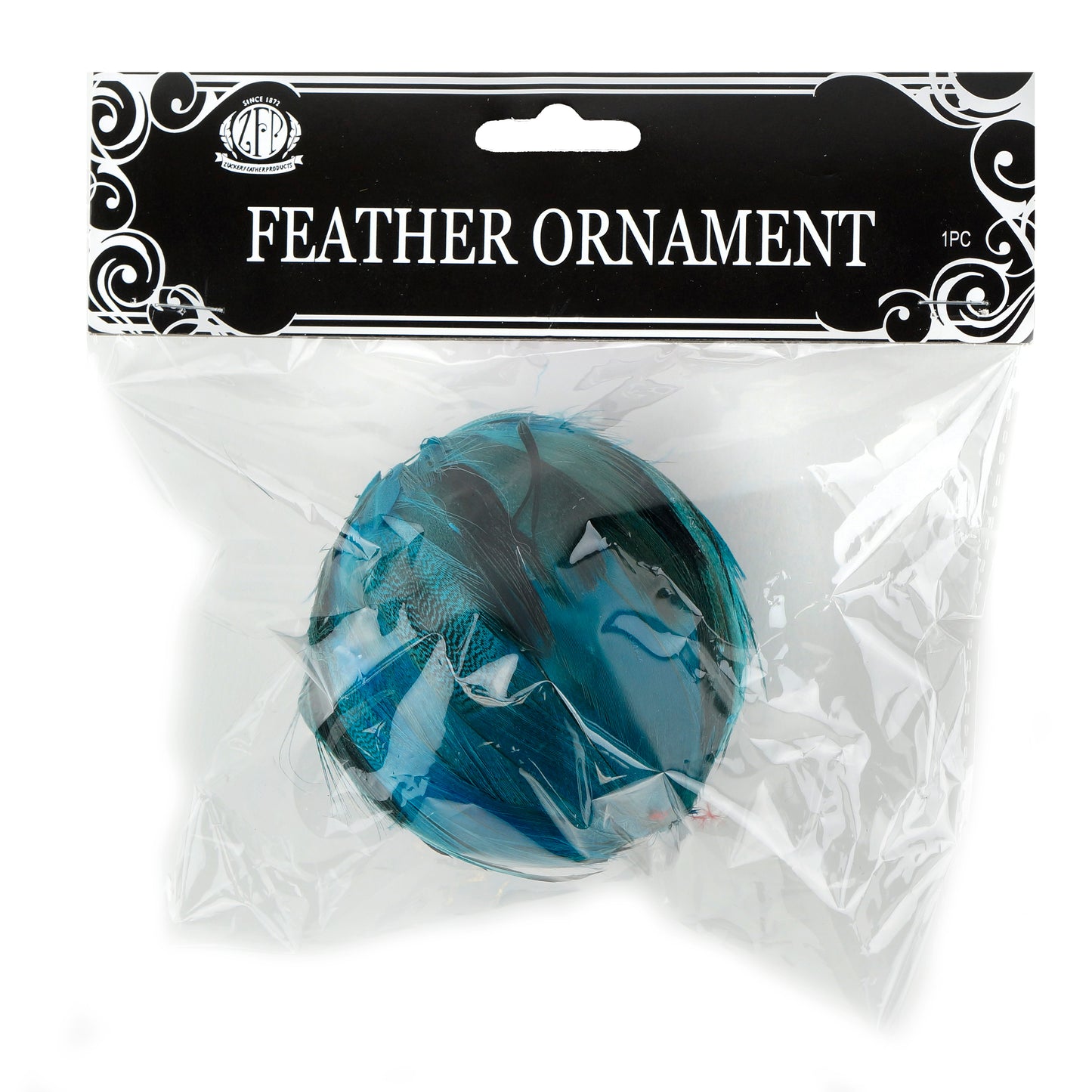 Mallard Duck Feather Ornament - Dyed 3" ball Dark Turquoise