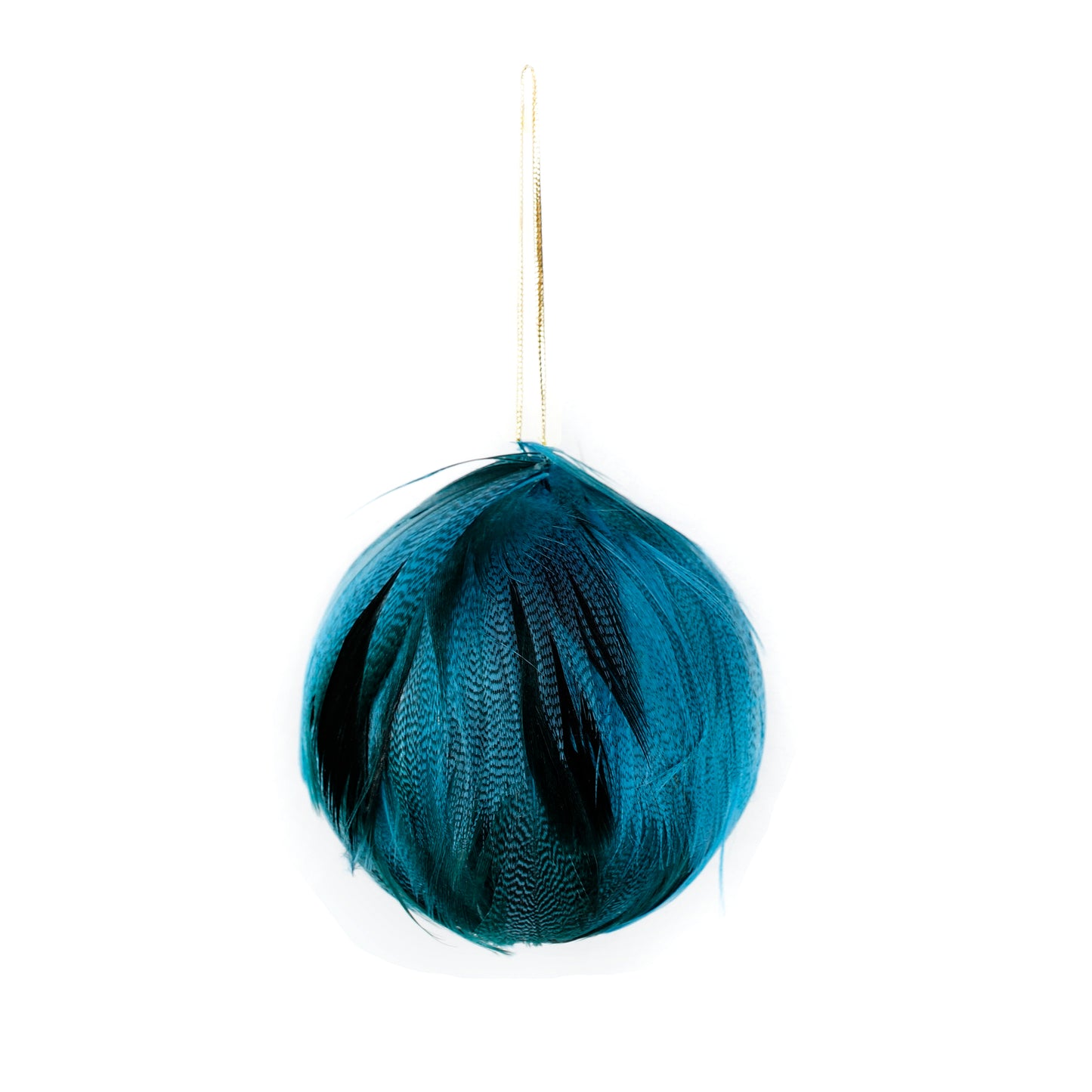 Mallard Duck Feather Ornament - Dyed 3" ball Dark Turquoise