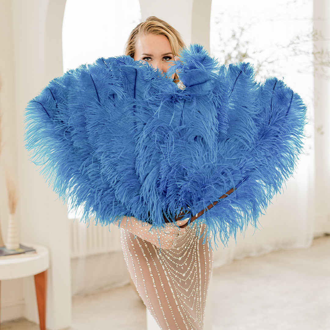 Ostrich Fan with Prime Ostrich Femina Feathers - Dark Turquoise