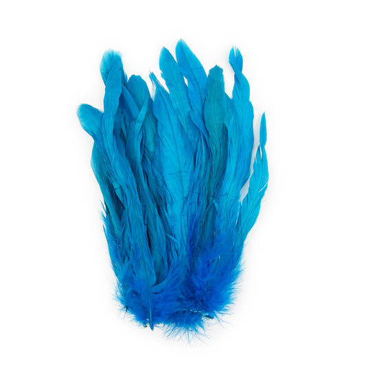 ROOSTER COQUE TAIL FEATHERS BLEACH DYED 7-10” - 25 PC/PKG - Dark Turquoise