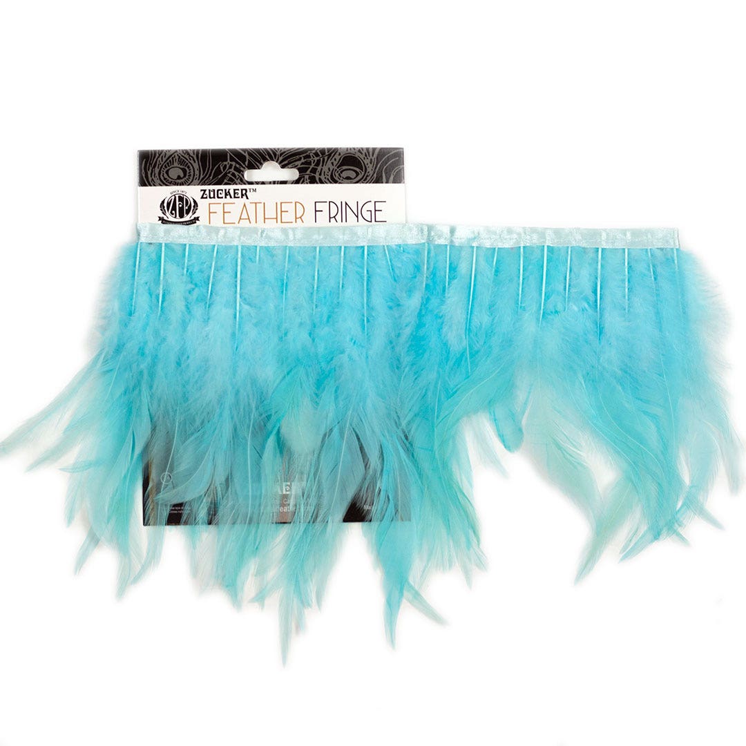 Rooster Saddle Fringe on Bias 6-8" x 1 YD-Light Turquoise