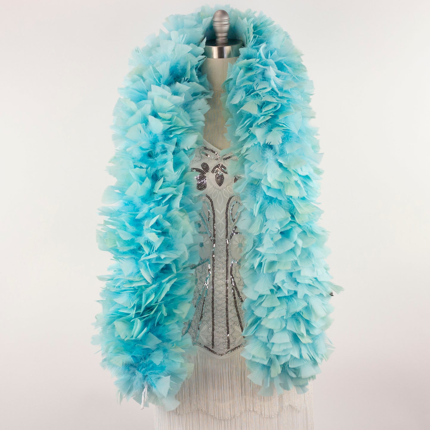 Turkey Feather Boa 10-14" - Light Turquoise