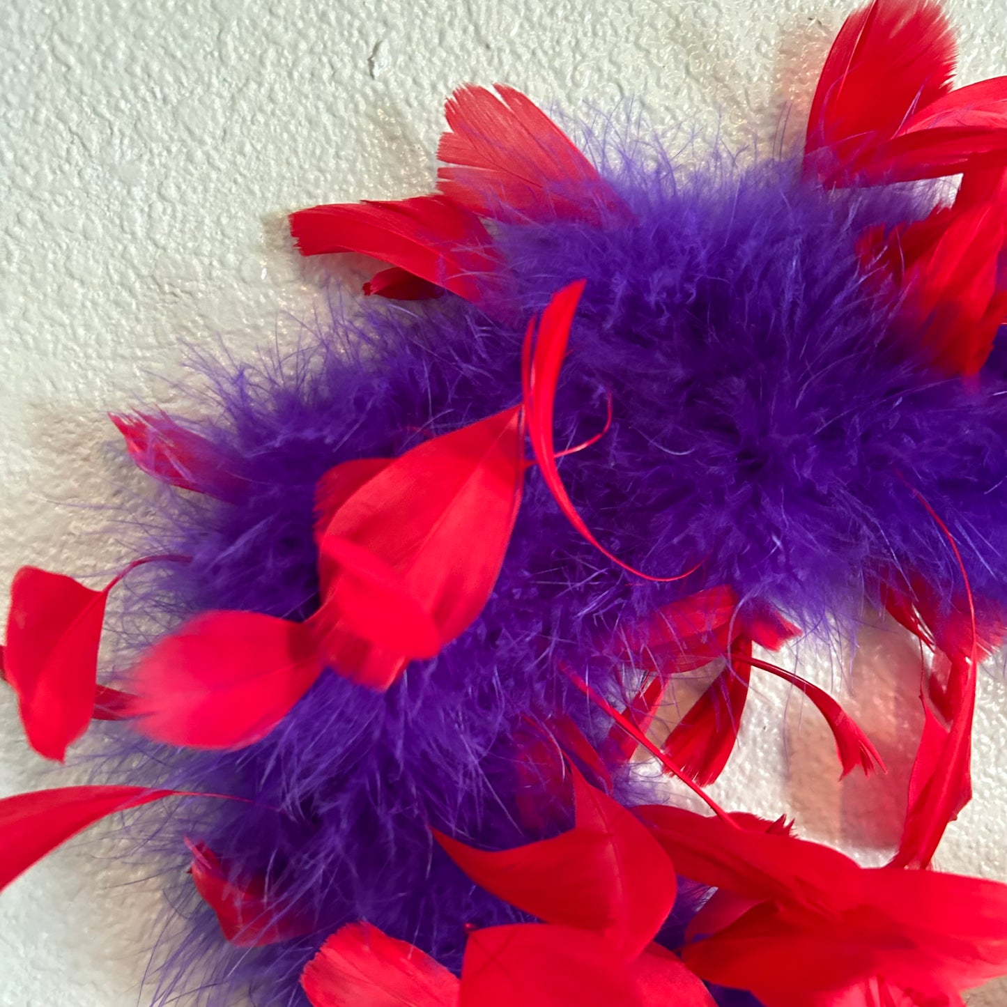 Decorative Red & Purple Feather Heart Shaped Wreath Wall Art