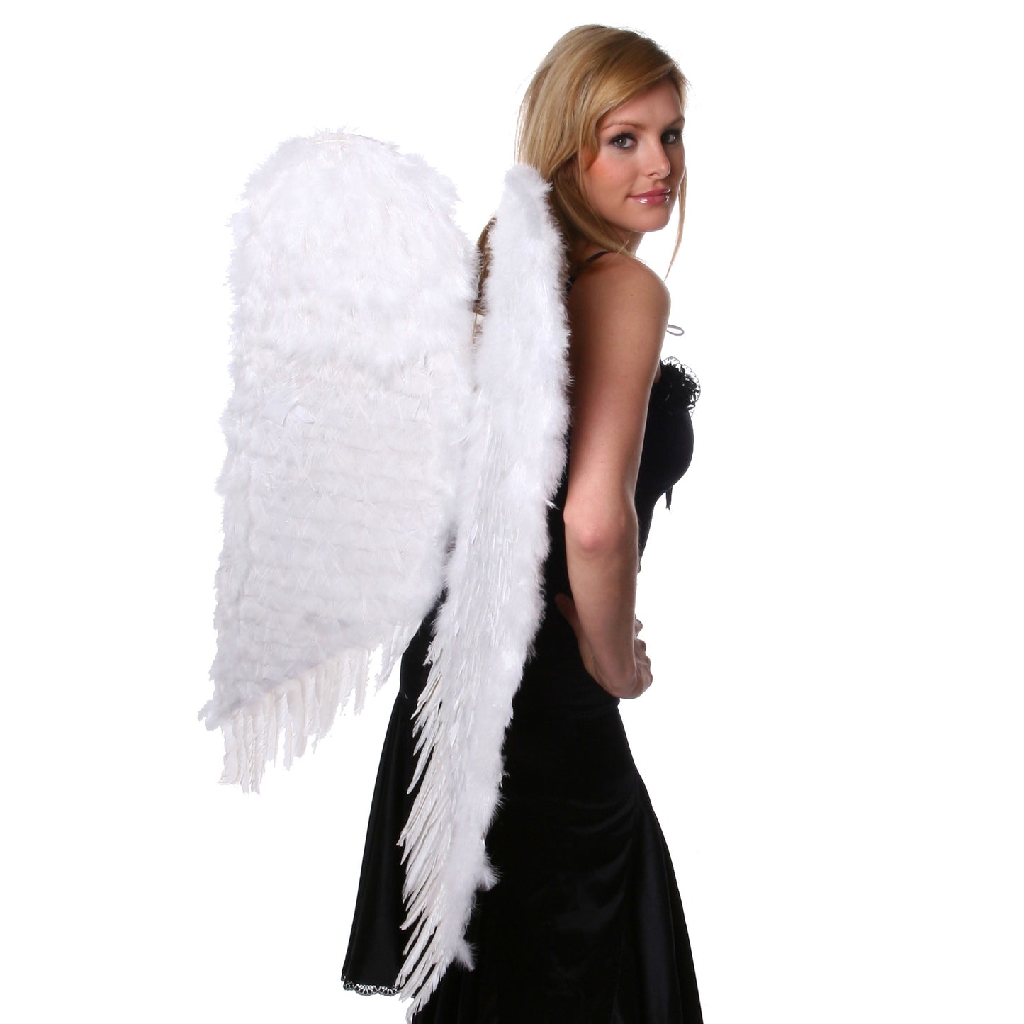 Adult White Angel Costume Wings - Large Halloween Cosplay Feather Wing