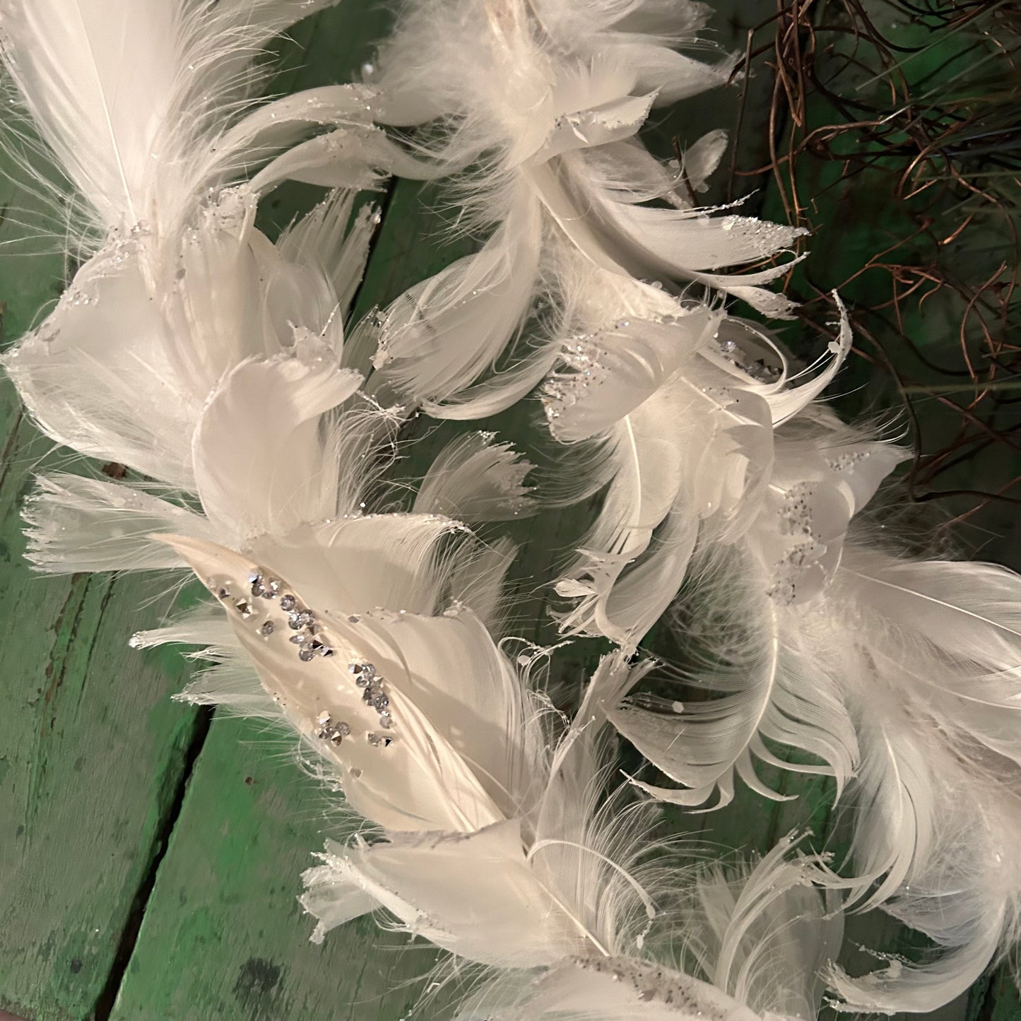 Feathered White Christmas Garland