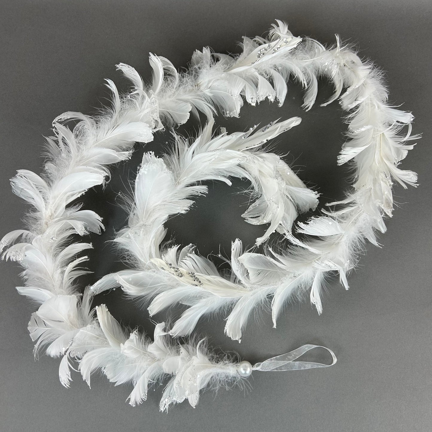 Feathered White Christmas Garland