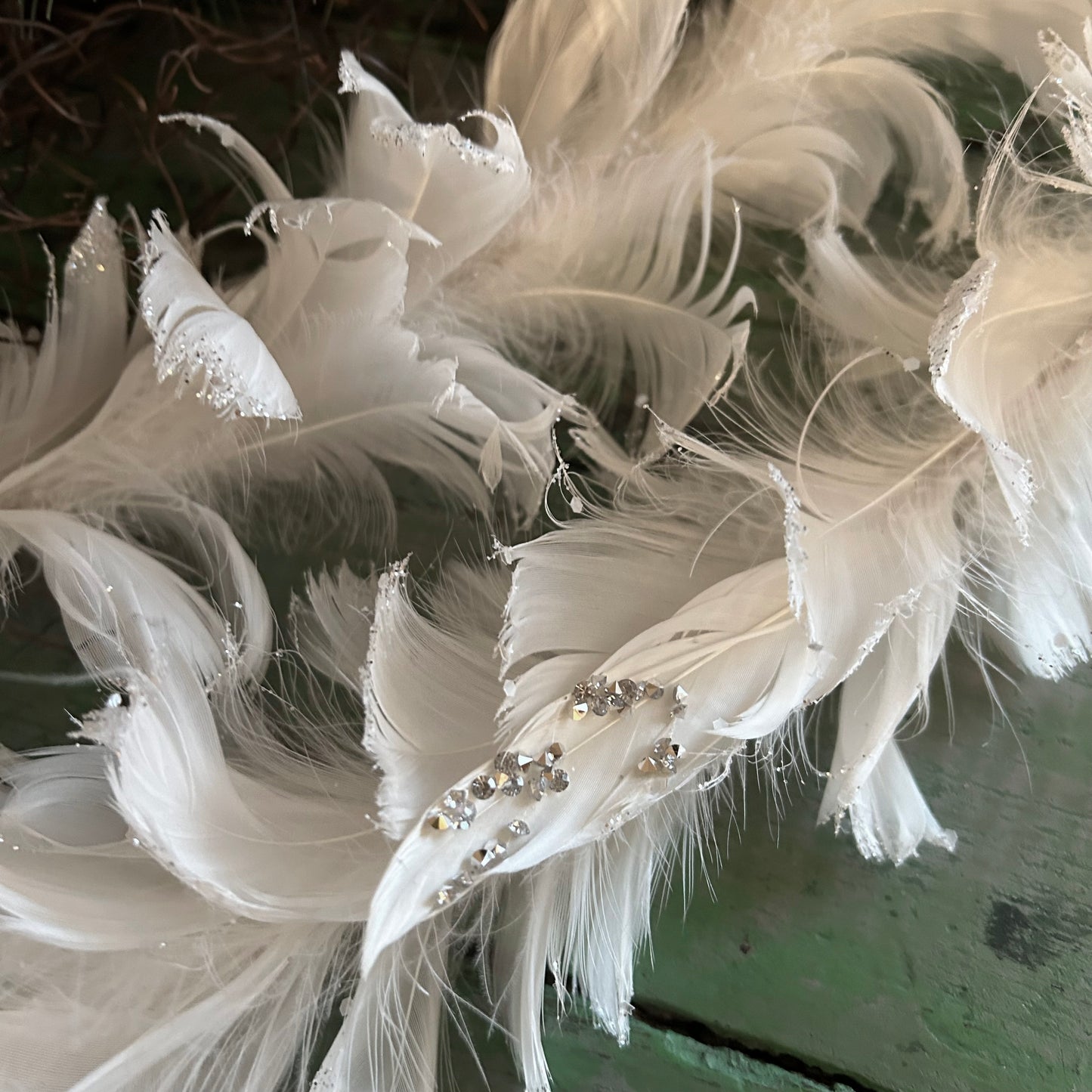 Feathered White Christmas Garland