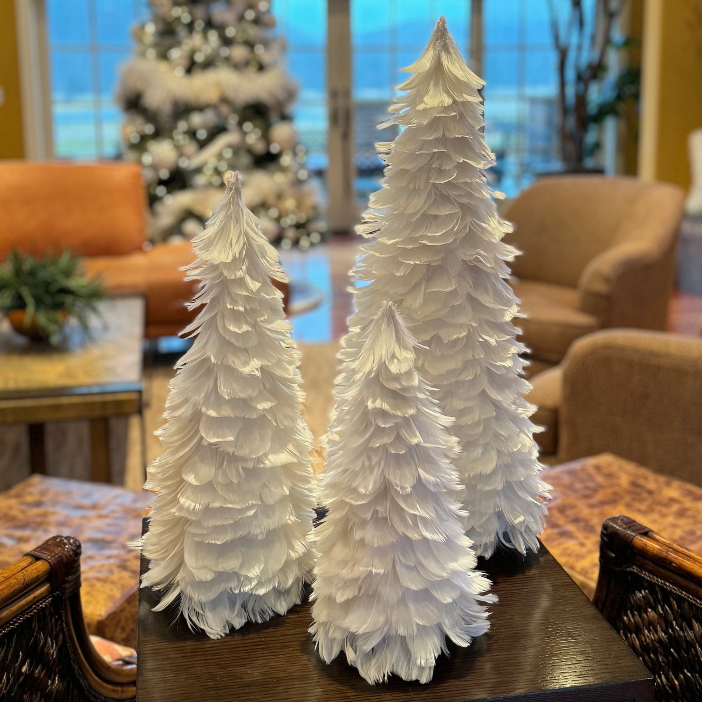 Goose Coquille Feather Tree - White - 18"