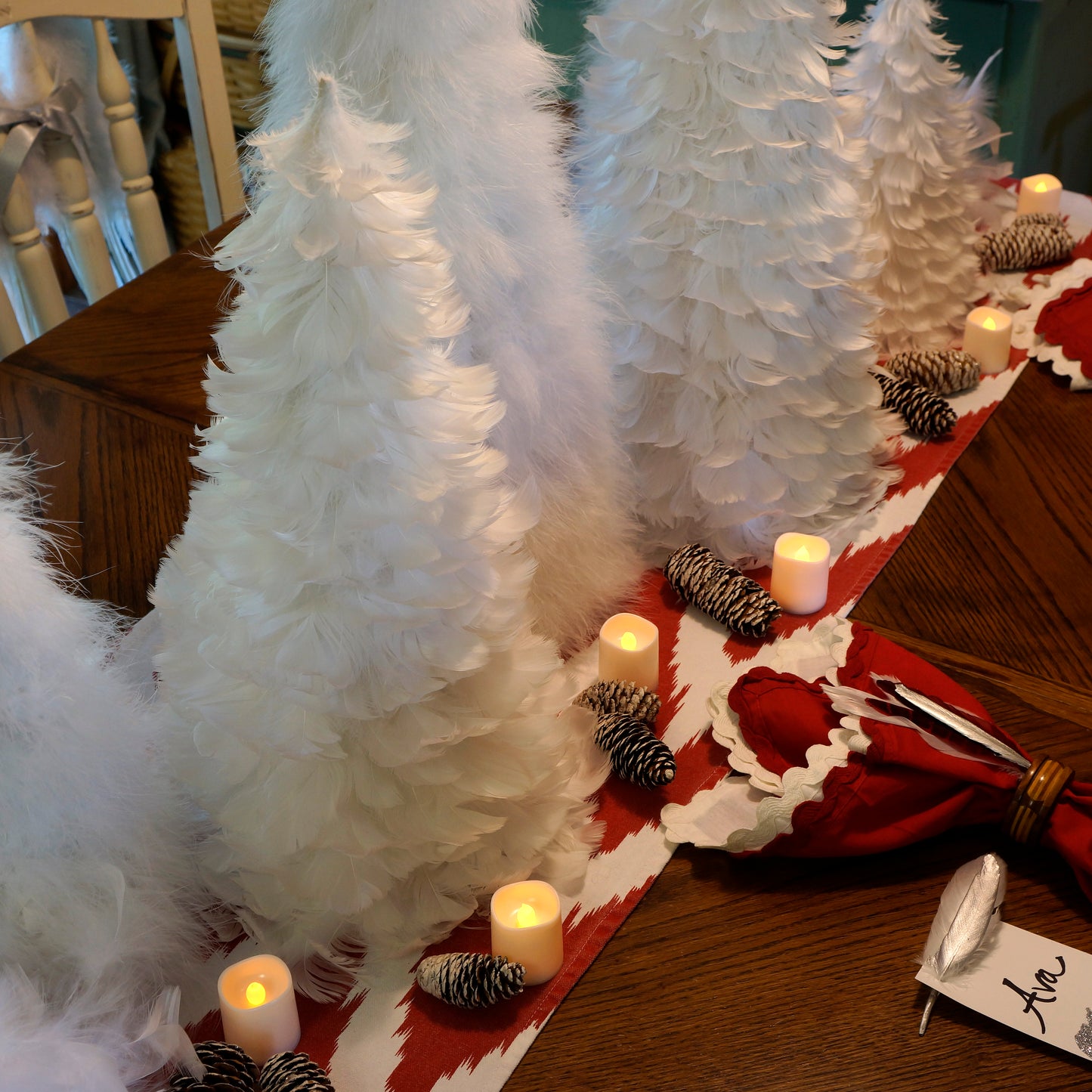 Goose Coquille Feather Tree - White - 18"