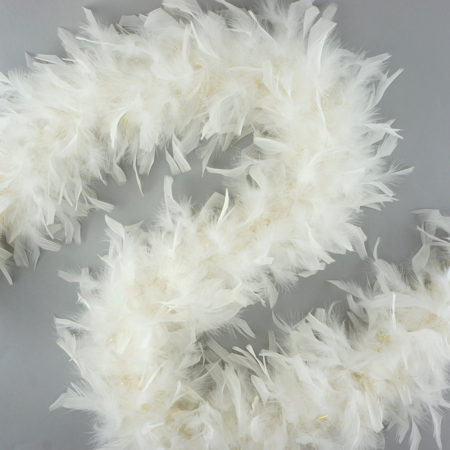 Chandelle Feather Boa - Medium Weight- White/Gold Lurex